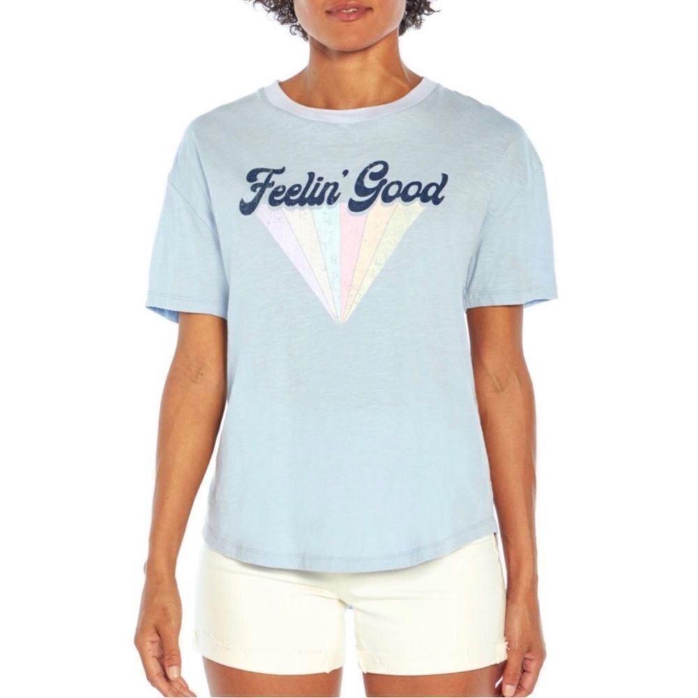 NWT Wildfox Feelin’ Good Airy Blue Graphic Tee